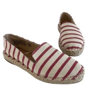 Time and Tru Jute-Wrapped Espadrilles Loafer Shoes Red Ivory Women's Size 7.5